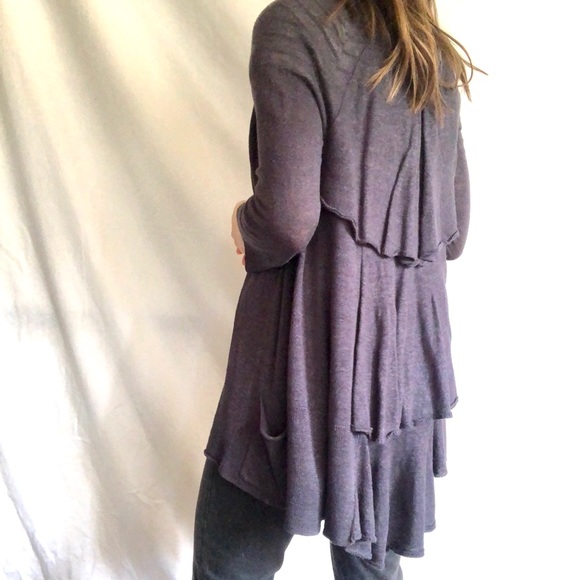 Anthropologie tiered ruffle navy cardigan 3/4 sleeves women’s size XS - Picture 3 of 9